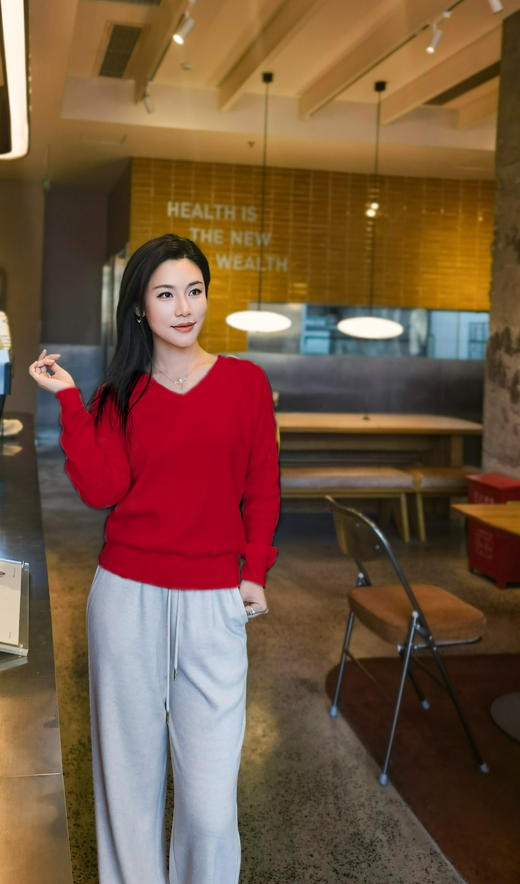 逸红颜明月优选 #空气感V领30羊绒衫【好福运】12针,必备百搭款/温柔系羊绒内搭 商品图1