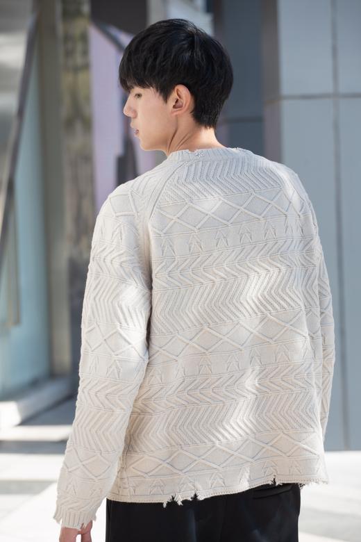 W340843194破洞提花针织衫 商品图5