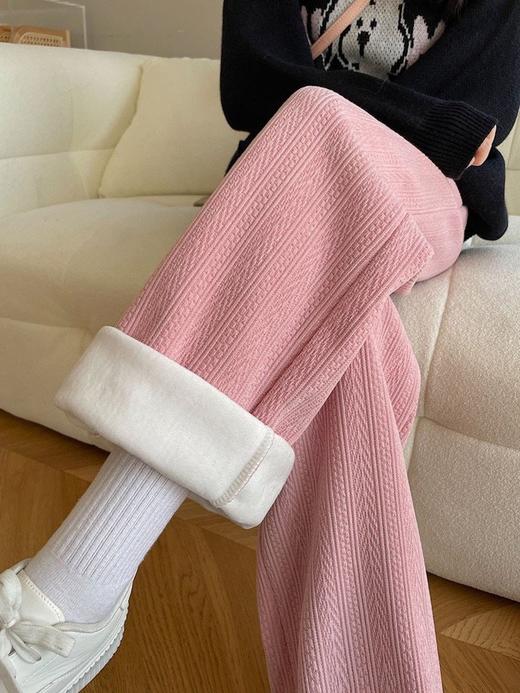 腿粗胯宽星人的快乐源泉☺️一定要冲这一款👉有氧周末~麦穗提花加绒阔腿裤！垂感十足，高腰设计真的巨显高显瘦！！！秒变长腿精👏 商品图1