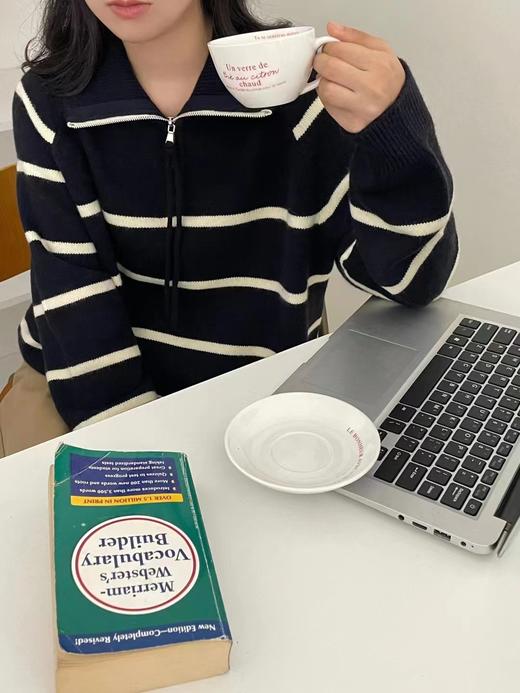 红色条纹拉链款毛衣330 商品图2