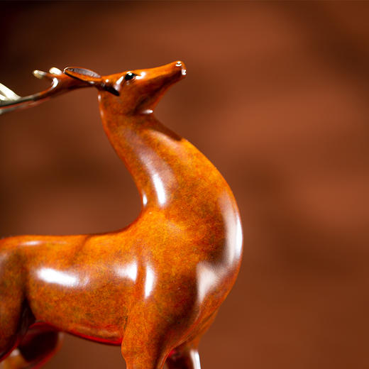 朱炳仁铜 20#福禄高升(宫廷版)朱炳仁监制高温釉彩着色工艺品办公室装饰鹿摆件客厅创意装饰 商品图1