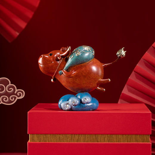 朱炳仁铜 飞牛送福 摆件家居饰品 客厅办公桌牛摆件铜工艺品礼品 商品图0