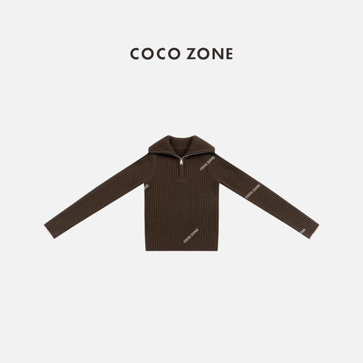 COCO ZONE 冬季新款半拉链立领撞色边设计针织衫CC1D2861 商品图1
