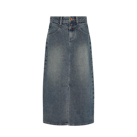 【2件9折】【Petit Bari】复古开叉牛仔裙 商品图1