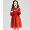 笛莎千与连衣裙2024冬季新款女童新中式国风汉服针织连衣裙 商品缩略图0