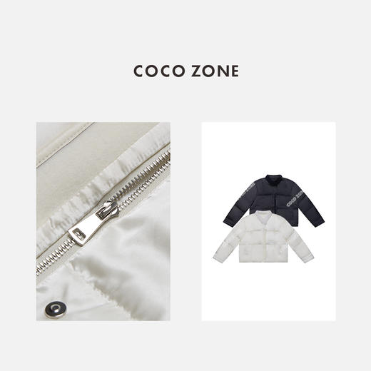 COCO ZONE 冬季90鹅绒水貂毛小立领拉链羽绒服CC2D3297 商品图2