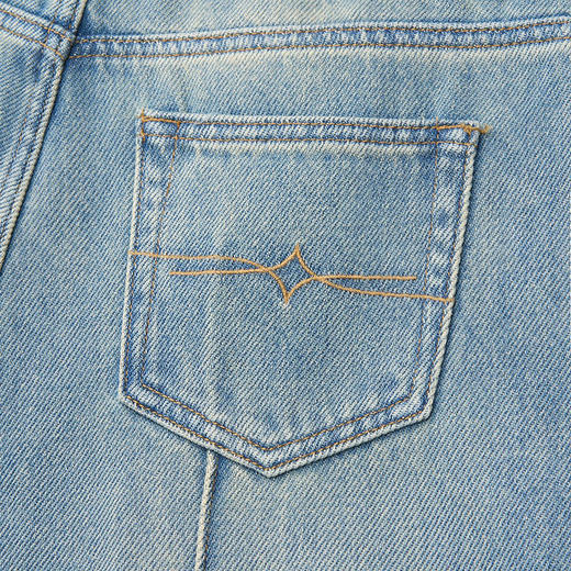 【2件9折】【Petit Bari】复古水洗中缝线直筒牛仔长裤（水洗产品） 商品图4