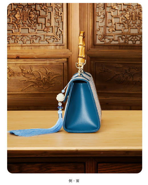 新中式国风非遗壮锦，蓝绿色单肩斜挎手提旗袍竹节包TX-P170079 商品图3