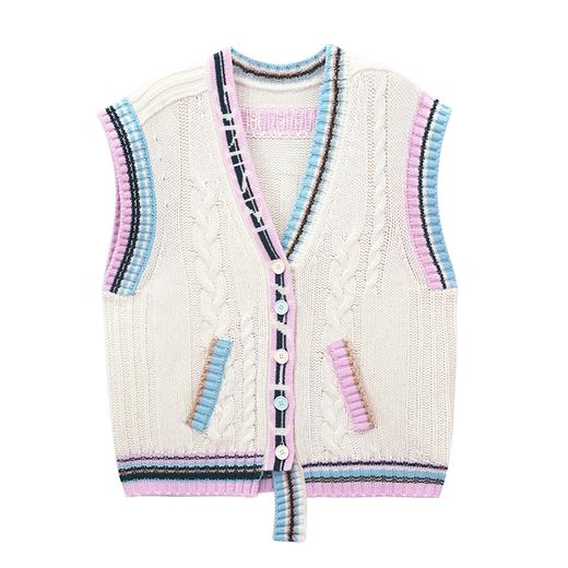 洲升CHAU·RISING 彩色撞边羊毛马甲243053 商品图0