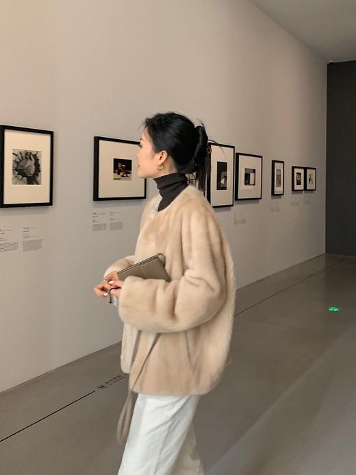 雀说仿水貂皮草外套女小个子圆领毛毛大衣复合皮毛一体AL2306 商品图6