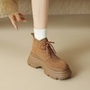 【预售5天】复古风厚底系带切尔西靴女磨砂真皮秋冬新款圆头松糕百搭短靴TYMXY&17211 商品缩略图1
