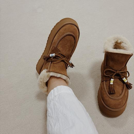 BIUCILI「自在冬季」原创羊毛厚底增高雪地靴加绒保暖女中筒靴子 商品图2