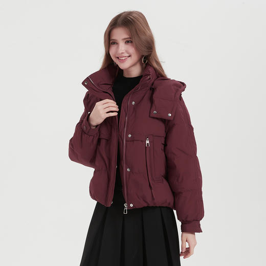 PR012斯尔丽24冬季轻盈可脱卸连帽宽松休闲时尚百搭减龄短款羽绒服女 商品图3