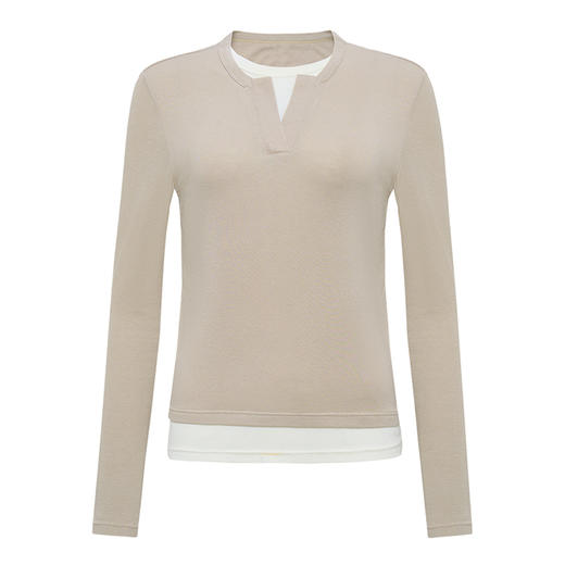 【2件9折】【Petit Bari】(多色)舒适云感假两件撞色上衣 商品图2