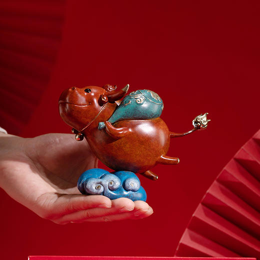 朱炳仁铜 飞牛送福 摆件家居饰品 客厅办公桌牛摆件铜工艺品礼品 商品图2