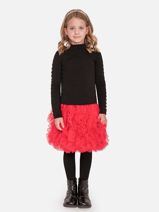 【春上新】【3.8折】8楼琳麦罗 LYNN&MILO 黑色毛织袖侧爱心提花打底衫  吊牌价：598元  活动价：227元 商品图2