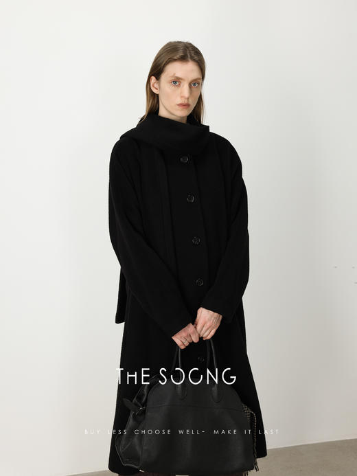 THESOONG阿拉善優質驼绒"立体剪裁线条感毛呢大衣HBDY5152 商品图4