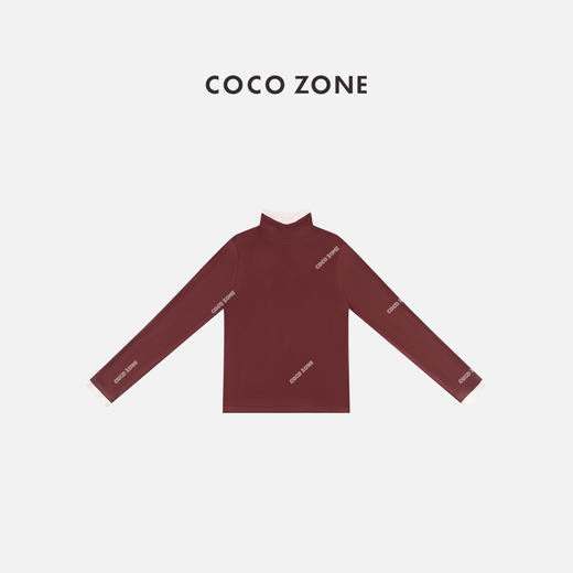 COCO ZONE 设计感小众打底衫撞色领长袖T恤 CC1D2453 商品图1