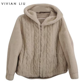VIVIAN LIU薇薇安刘TD2468902冬女装新款时尚皮毛一体连帽外套