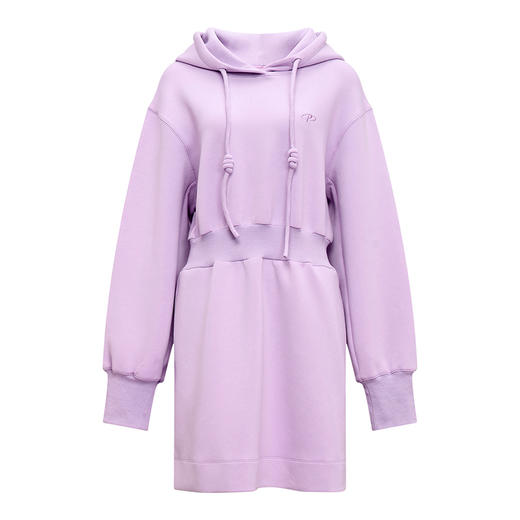 【2件9折】【Petit Bari】(多色)简约休闲收腰连帽卫衣连衣裙 商品图1