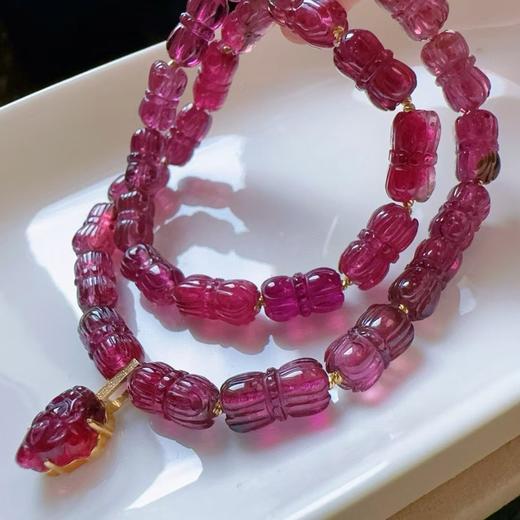 6mm-12mm多圈全红莲花碧玺手链 商品图3