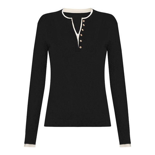 【2件9折】【Petit Bari】(多色)亨利领假两件修身针织上衣 商品图1