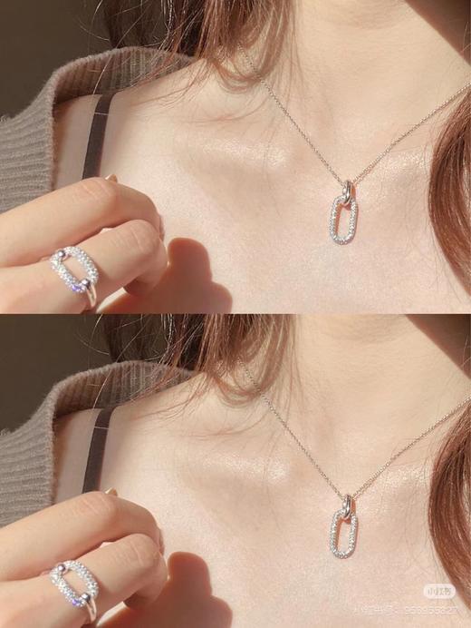 B121109几何双环双扣项链满满的水晶 那个bling bling的耀眼 商品图7