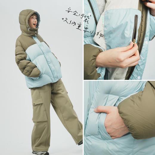 【品牌直发-降价福利】ACMEITEM爱棵米 户外撞色相拼保暖羽绒服防泼水连帽羽绒外套男女GAF3110373G 商品图1