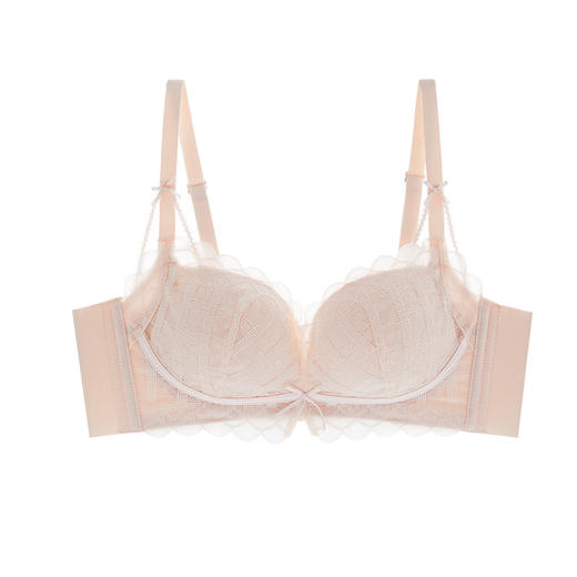 TG-TG02S247薄款真丝云感棉内衣 桑蚕丝性感蕾丝上薄下厚无钢圈聚拢文胸 商品图4