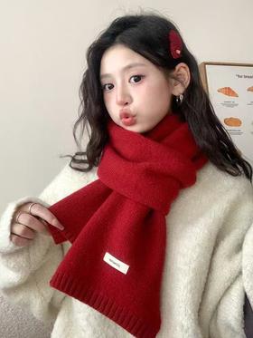 【YW】无忧购韩系慵懒氛围感百搭保暖100%羊毛小标针织围巾（截单后7天发货)25年清仓捡漏