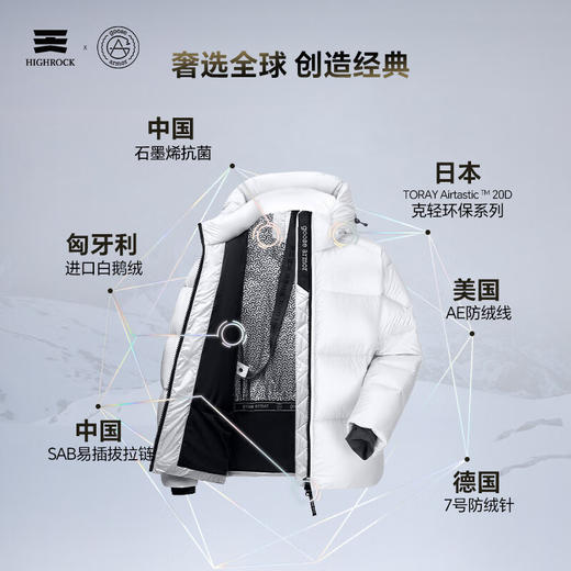 天石鹅铠甲冬季户外白鹅绒羽绒服男士女款可拆卸帽加厚东北严寒G320 商品图4
