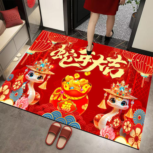【蛇年红门垫】新年入户 门口垫 喜庆中国风 进门地毯 红色家用脚垫地垫 商品图0
