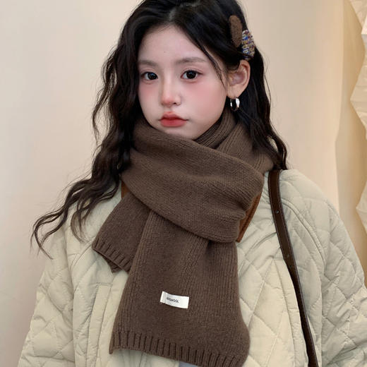 【YW】无忧购韩系慵懒氛围感百搭保暖100%羊毛小标针织围巾（截单后7天发货)25年清仓捡漏 商品图2