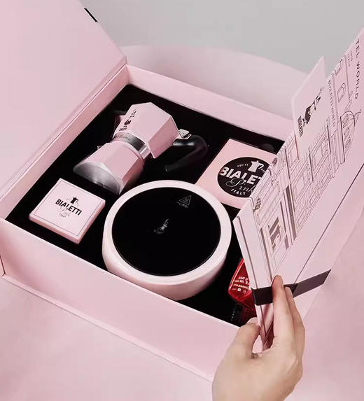 比乐蒂/Bialetti 粉色摩卡壶 手冲咖啡壶双阀意大利进口浓缩咖啡机伴手礼新婚礼物 粉色双阀礼盒 100ml 商品图3