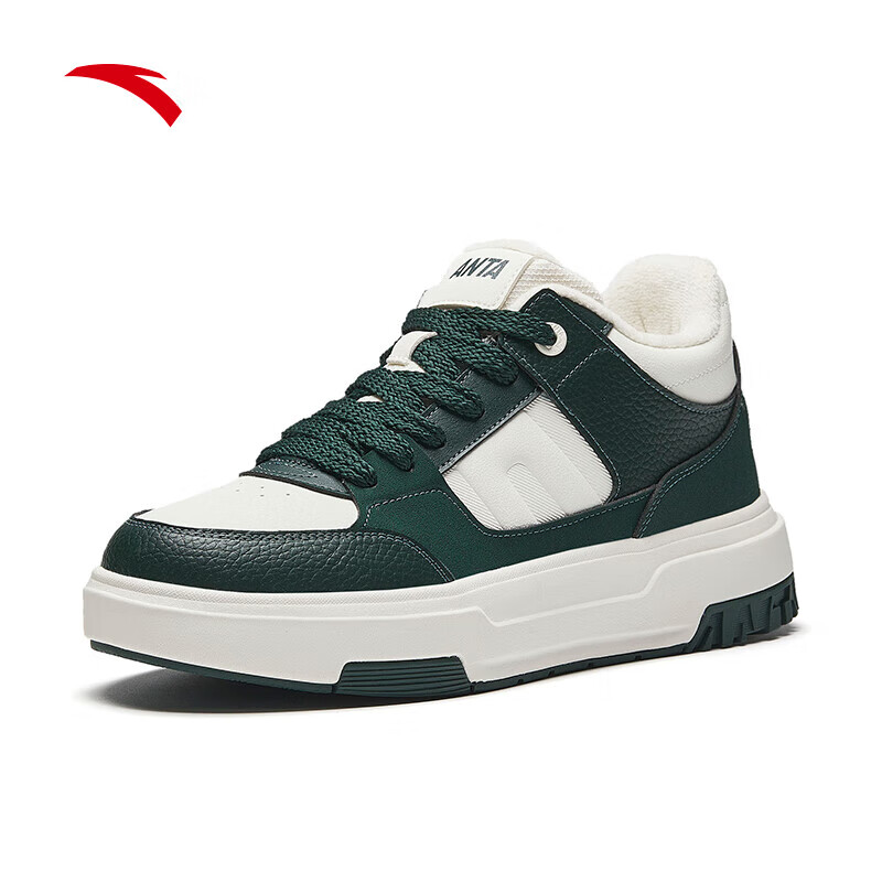 安踏A道丨加绒保暖板鞋棉鞋男冬季新款低帮小白鞋运动鞋112448920