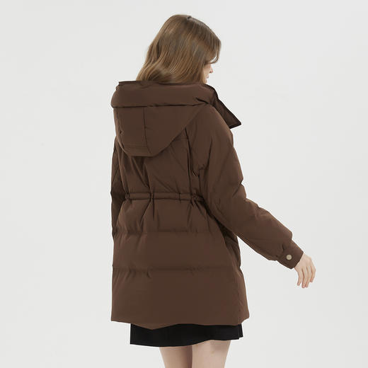 PR016斯尔丽24冬季鸭绒时尚韩版腰部抽绳连帽显瘦保暖90绒中长羽绒服 商品图1