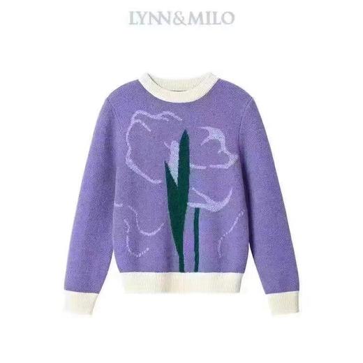 【春上新】【3折】8楼琳麦罗 LYNN&MILO 羊毛绿植提花圆领毛衫  吊牌价：998元  活动价：299元 商品图3