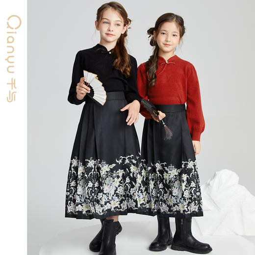 笛莎千与套头针织衫2024冬季新款女童新中式国风套头针织衫 商品图1