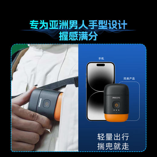 【飞利浦】鹅卵石便携式剃须刀 YQ660/02【夕晖橙】 商品图0