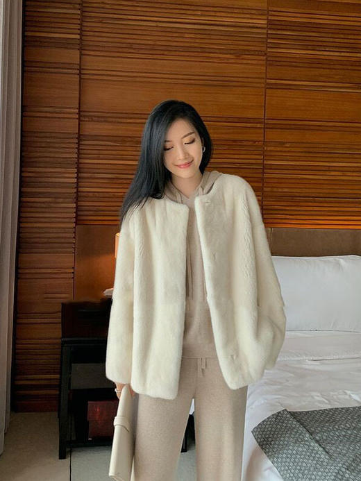 雀说仿水貂皮草外套女小个子圆领毛毛大衣复合皮毛一体AL2306 商品图8