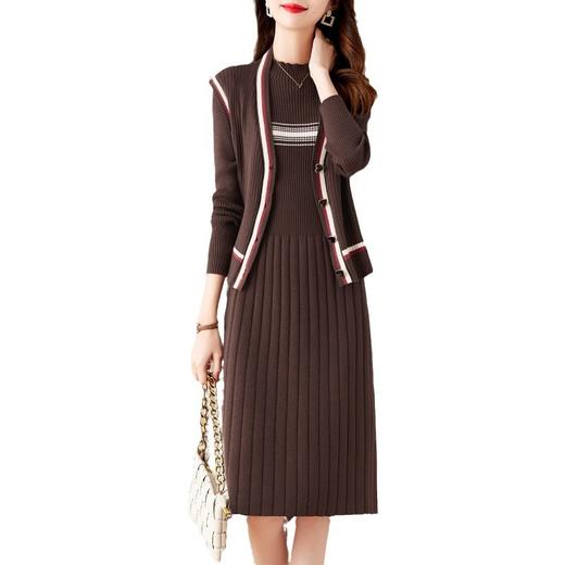 ZYANGR2298B 针织毛衣马甲连衣裙两件套女2024年春秋新款时尚休闲秋冬套装裙子 商品图4