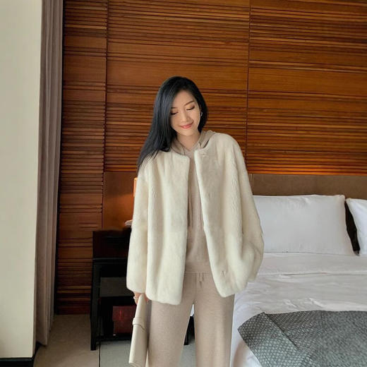 雀说仿水貂皮草外套女小个子圆领毛毛大衣复合皮毛一体AL2306 商品图0