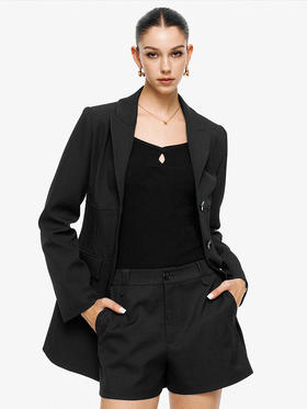 TR她热 骨感美人 黑色鱼骨收腰显瘦设计感通勤修身西装外套