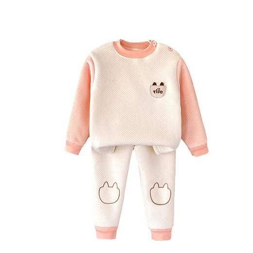 【儿童秋冬款双面绒家居服】男童保暖家居服套装女童加绒加厚童装宝宝两件套 商品图4