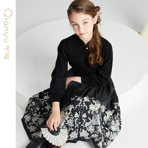 笛莎千与套头针织衫2024冬季新款女童新中式国风套头针织衫 商品图2