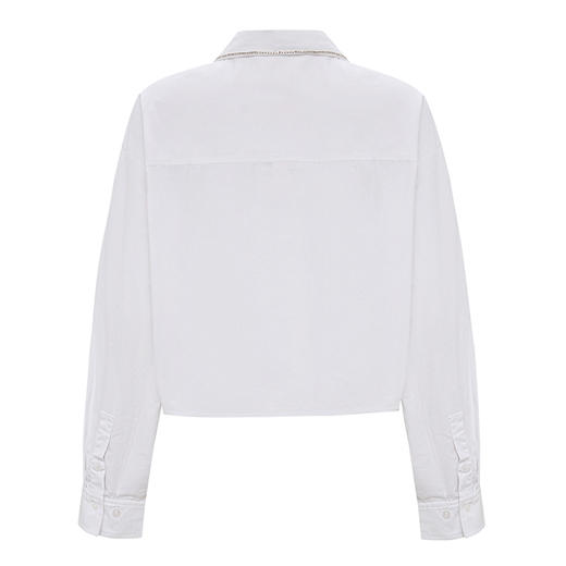 【2件9折】【Petit Bari】简约静奢短款钻饰长袖衬衫 商品图3