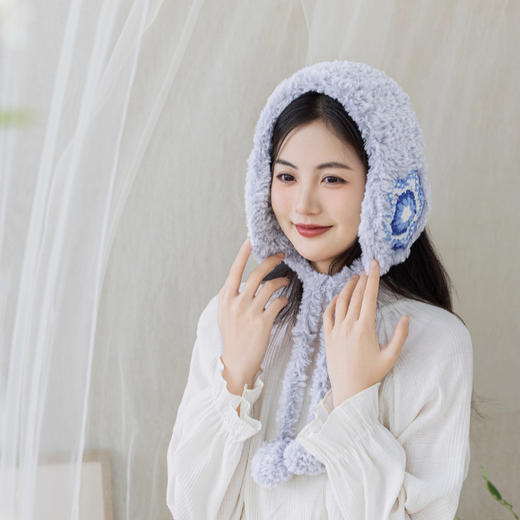 苏苏姐家莲笙两用护耳包手工diy钩针毛线团自制皮草线材料包 商品图3