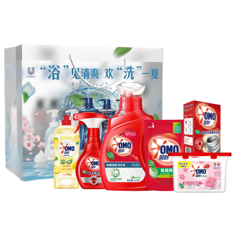 奥妙 清洁大礼包2471g+赠：奥妙除菌除螨洗衣液(袋装)400G（礼袋图案随机）
