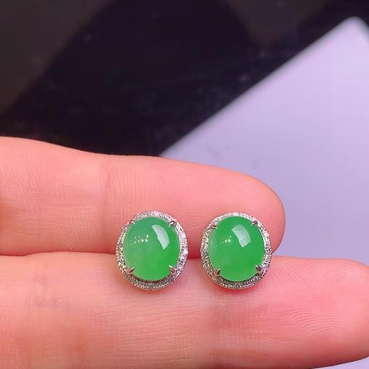 蛋面翡翠耳钉 商品图2