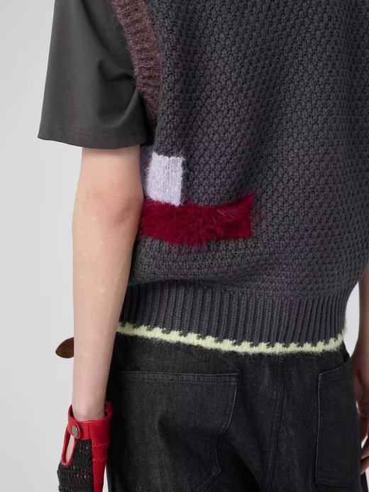 Simple Project/M2501/拼贴撞色U领毛衣背心马甲 商品图1